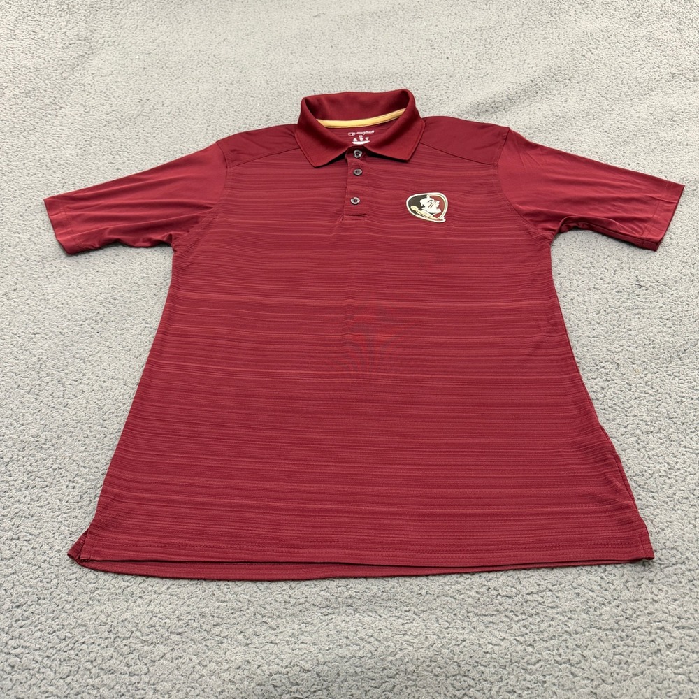 Champion Florida State Seminoles FSU Polo Shirt Mens Medium Garnet Maroon NCAA